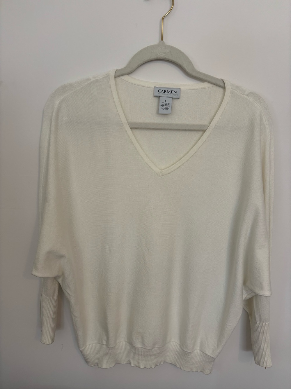 Carmen Women's Ivory V-Neck Sweater